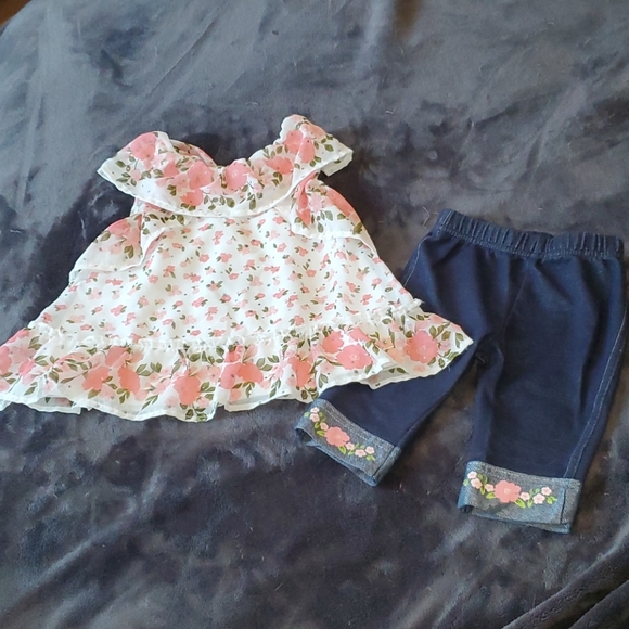 White w/ pink flowers top & pants outfit
